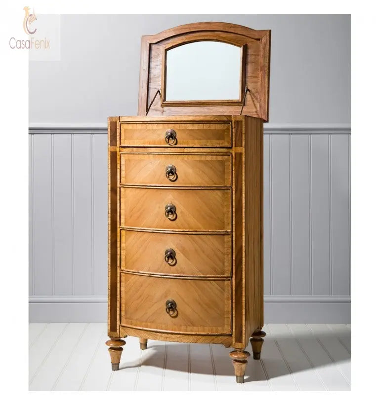 Lingerie Chest / Intimate Chest of 5 Drawers + Mirror. Hudson Walnut Bedroom Collection Underwear Storage CasaFenix