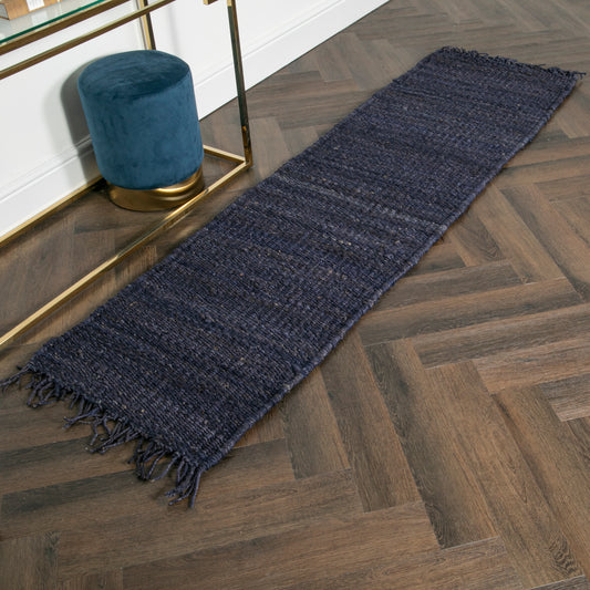 Chunky Navy Jute Runner Rug (60 x 230cm) Rugs CasaFenix