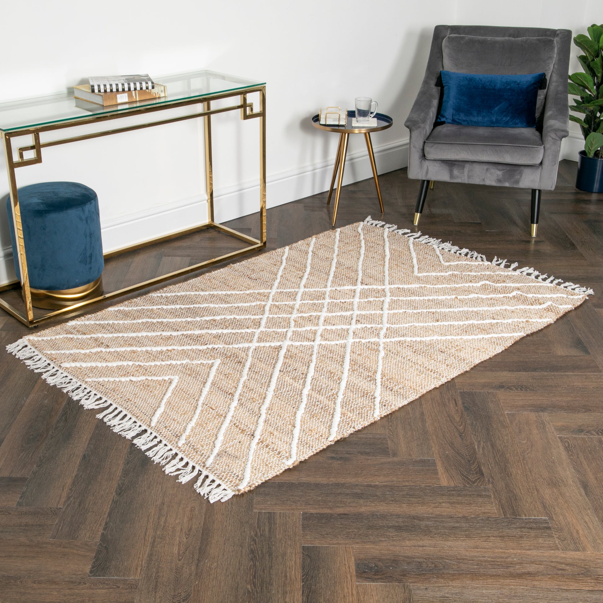 Cross Textured Jute Rug 120 x 180cm Rugs CasaFenix