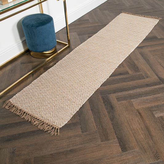 Geometric Jute & Cotton Runner Rug (60 x 230cm) Rugs CasaFenix