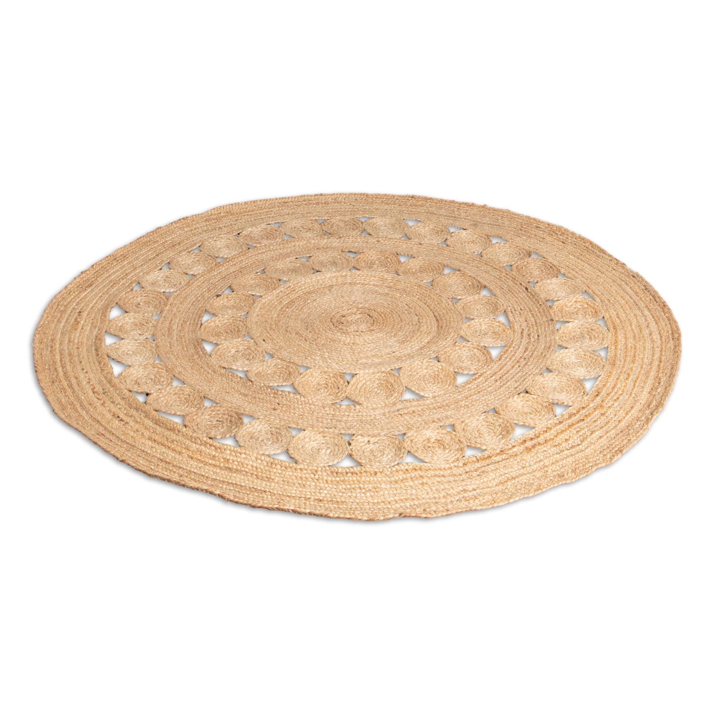 Circle Pattern Round Jute Rug 150cm Diameter Rugs CasaFenix