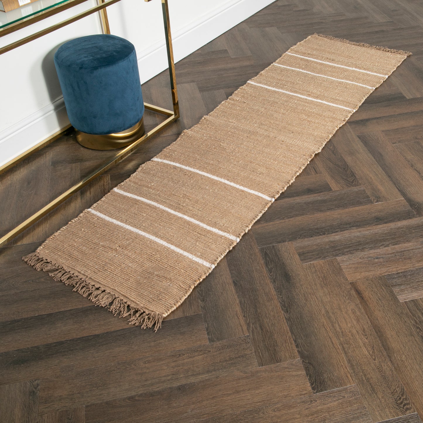 Woven Stripe Jute Runner Rug (60 x 230cm) Rugs CasaFenix