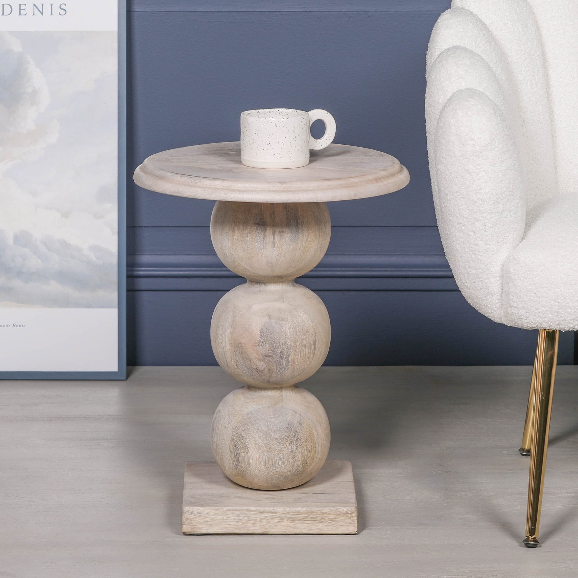 Blanchie Wooden Stacked Ball Side Occasional Table Side Table CasaFenix