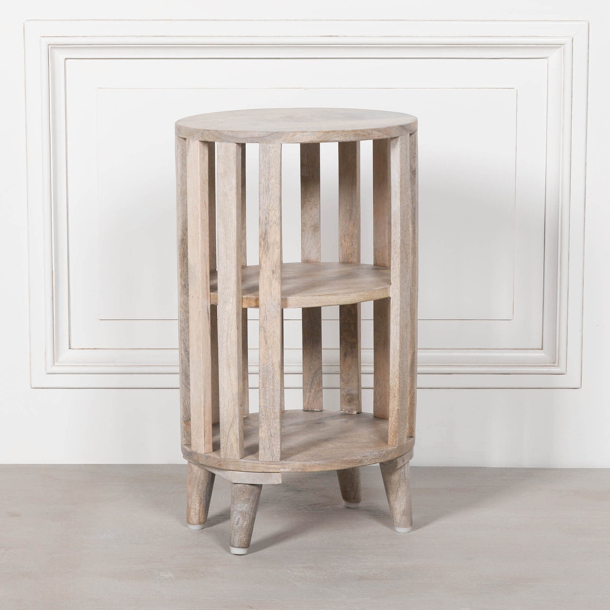 Blanchie Wooden Slated Bedside Table Side Table CasaFenix