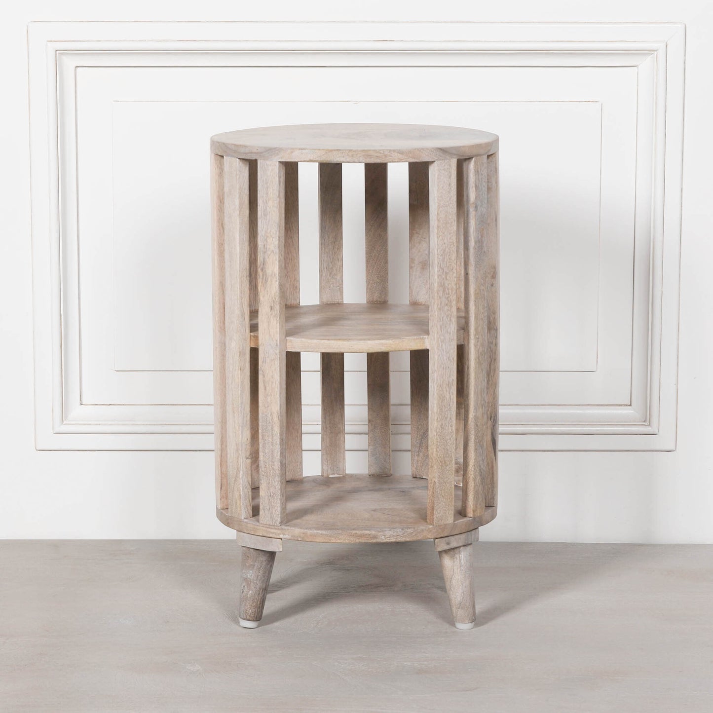 Blanchie Wooden Slated Bedside Table Side Table CasaFenix