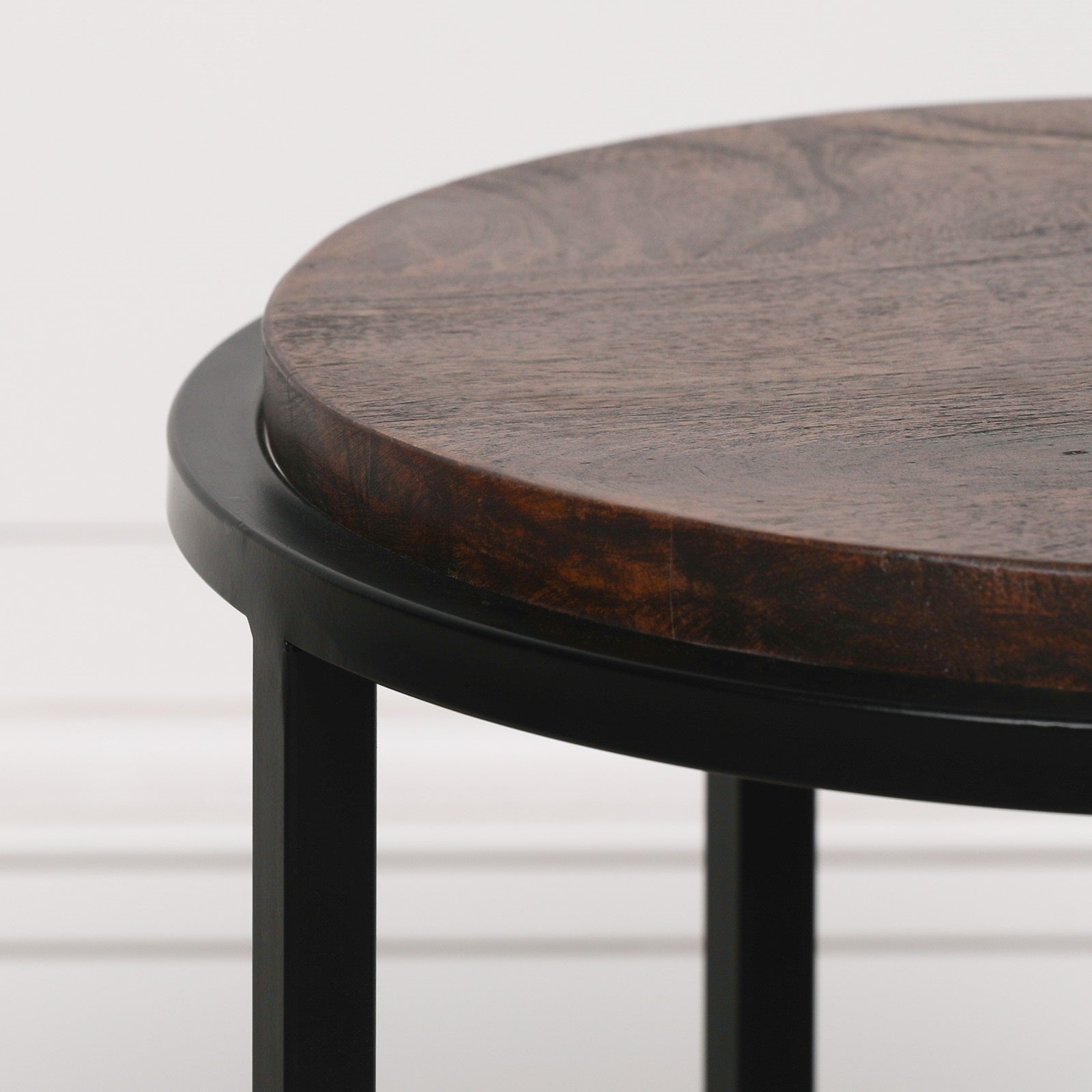 Black Metal Occasional Table with Wooden Top CasaFenix