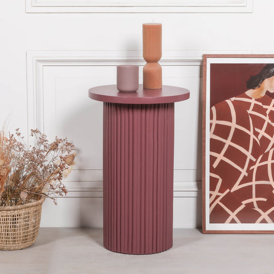 Ribbed Damson Round Side Occasional Table Side Table CasaFenix