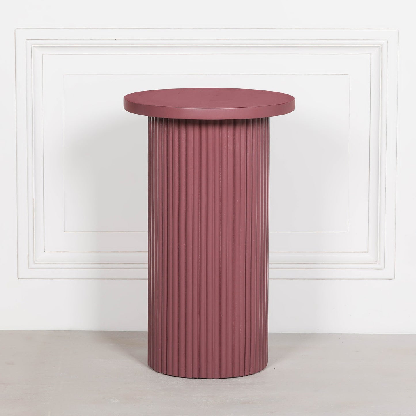 Ribbed Damson Round Side Occasional Table Side Table CasaFenix