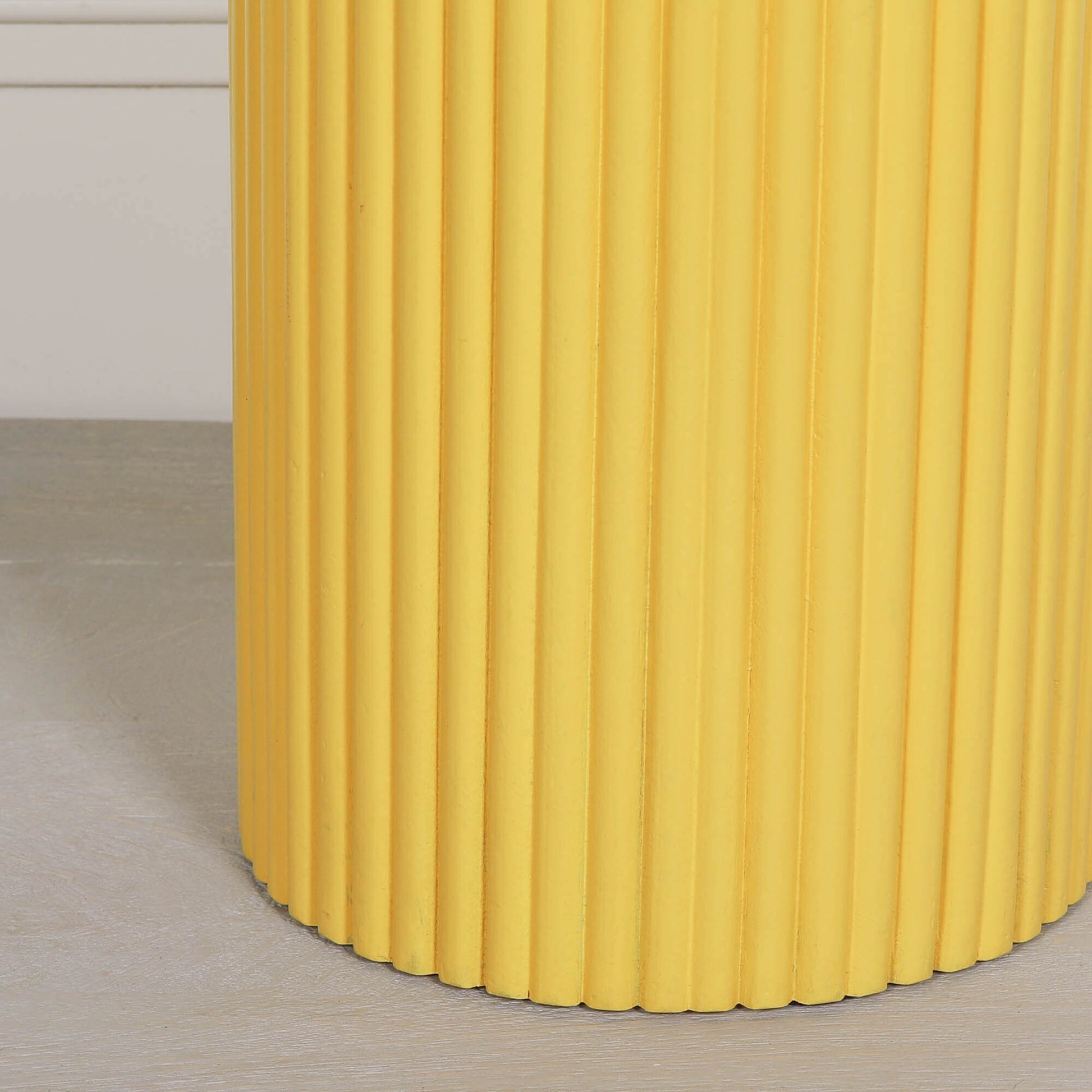 Ribbed Yellow Round Side Occasional Table Side Table CasaFenix