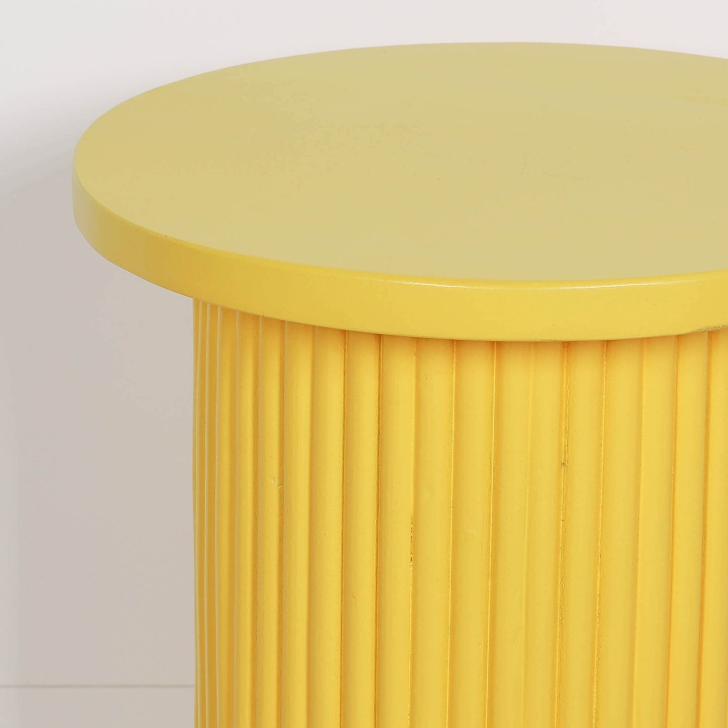 Ribbed Yellow Round Side Occasional Table Side Table CasaFenix