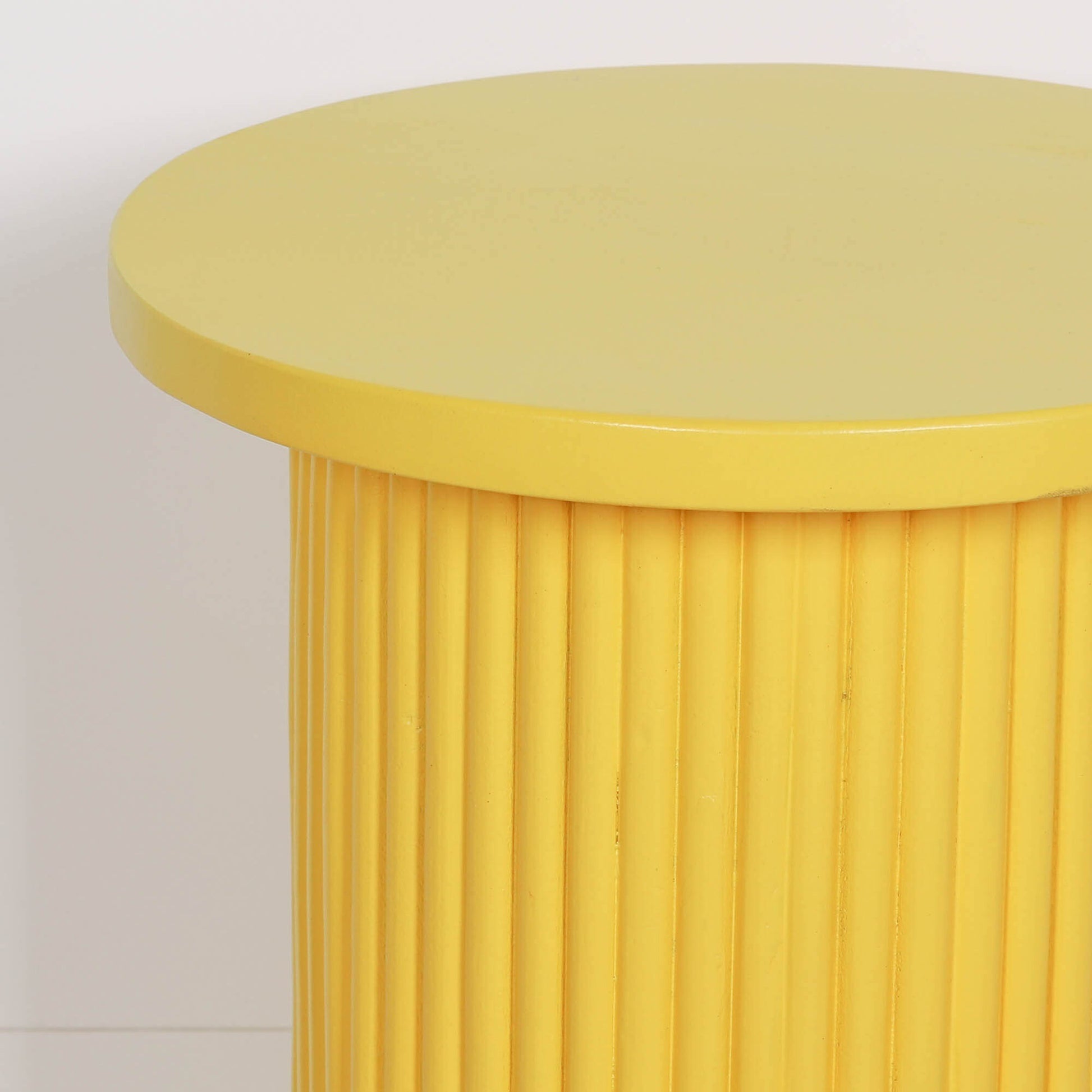 Ribbed Yellow Round Side Occasional Table Side Table CasaFenix