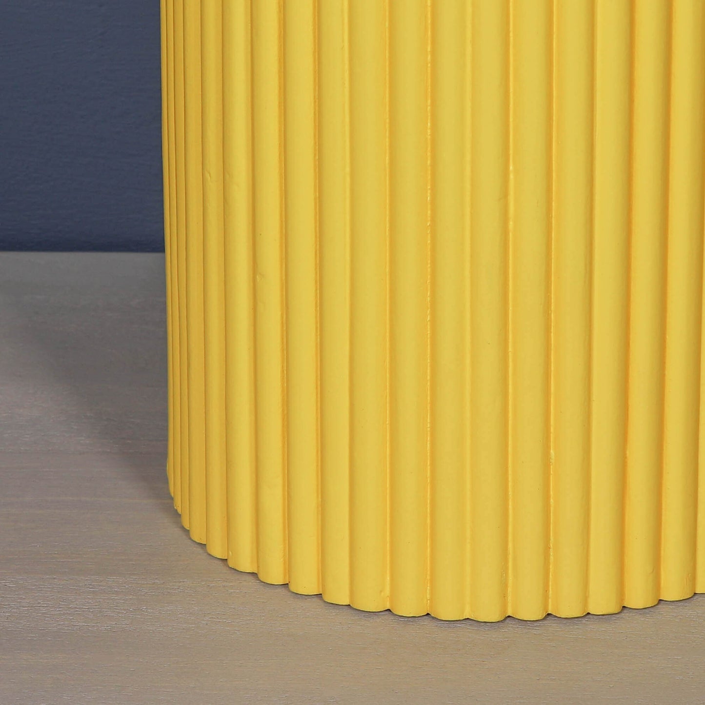 Ribbed Yellow Round Side Occasional Table Side Table CasaFenix