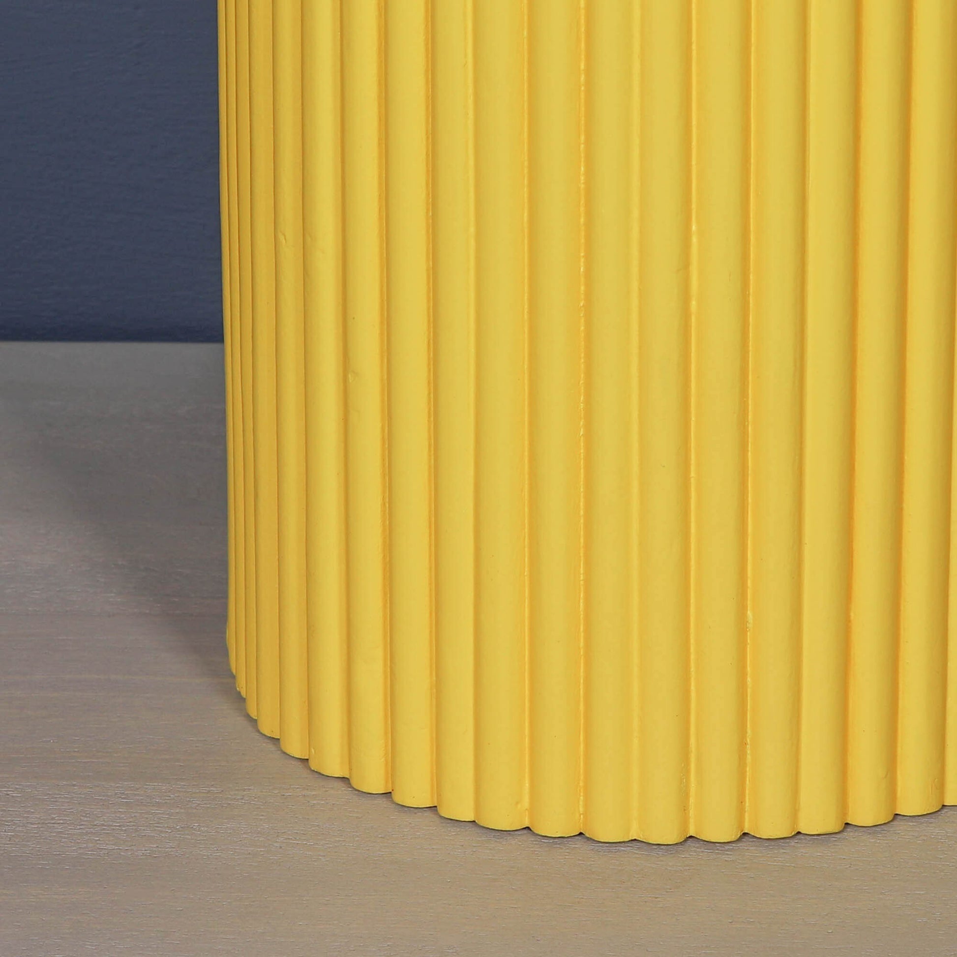 Ribbed Yellow Round Side Occasional Table Side Table CasaFenix