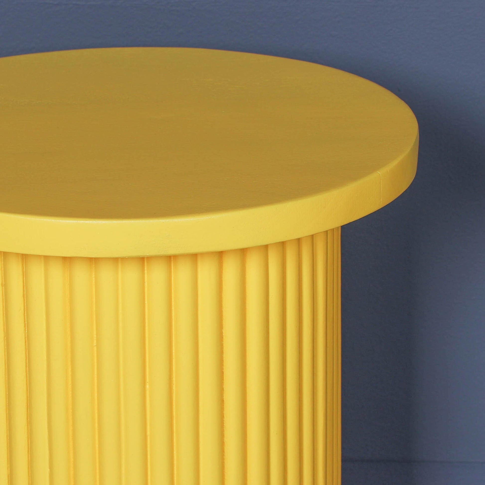 Ribbed Yellow Round Side Occasional Table Side Table CasaFenix