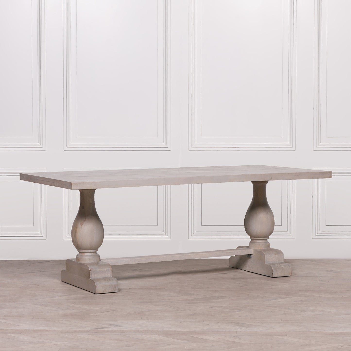 Blanche Wood Rustic Washed Rectangular Dining Table 210cm CasaFenix