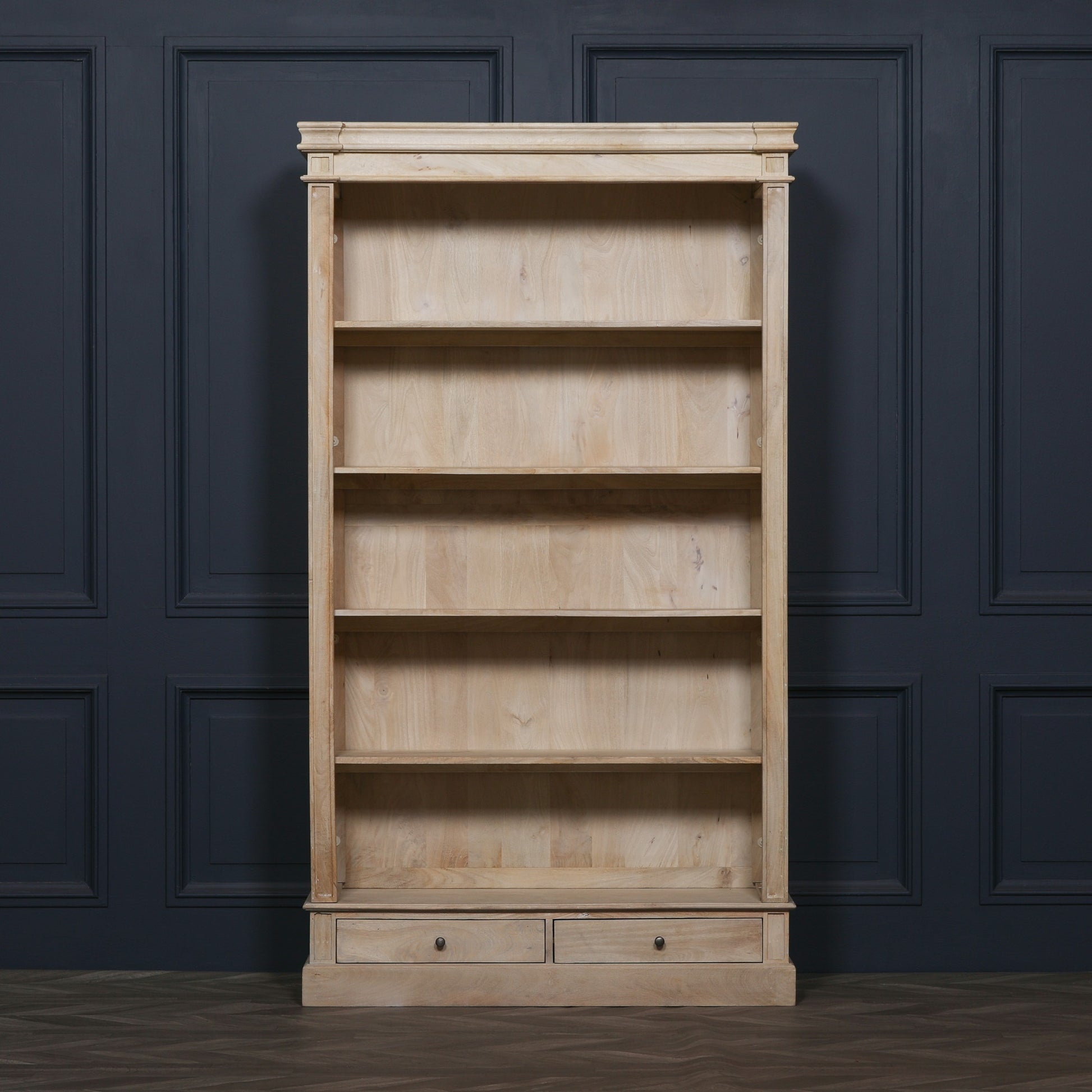 Blanche Wooden Rustic Single Open Bookcase with Drawers CasaFenix