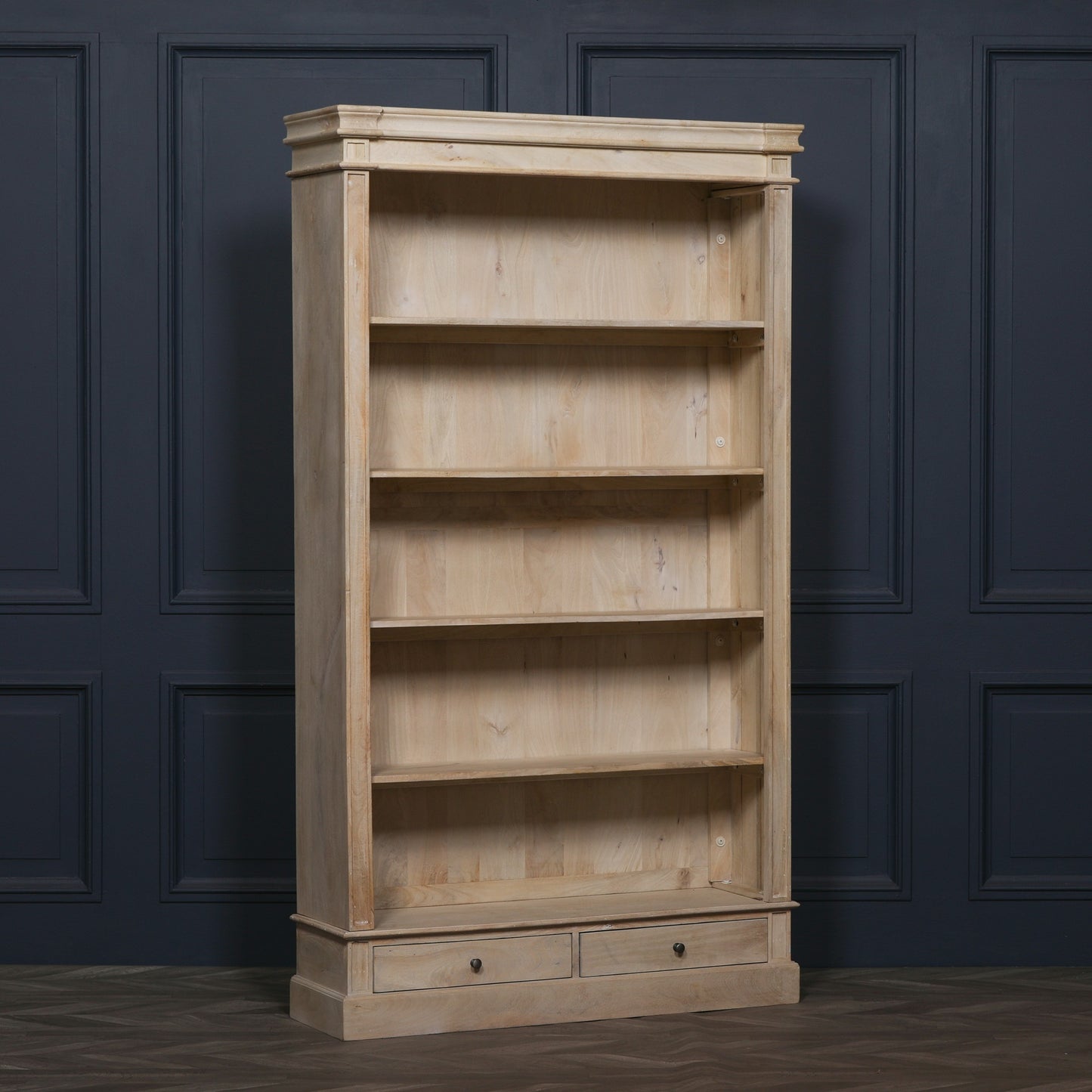 Blanche Wooden Rustic Single Open Bookcase with Drawers CasaFenix