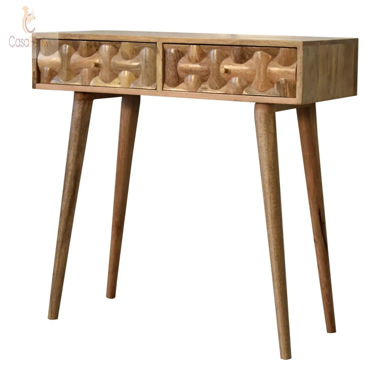 Kita Console Table 2 Drawer Small Writing Table Solid Mango Wood - CasaFenix