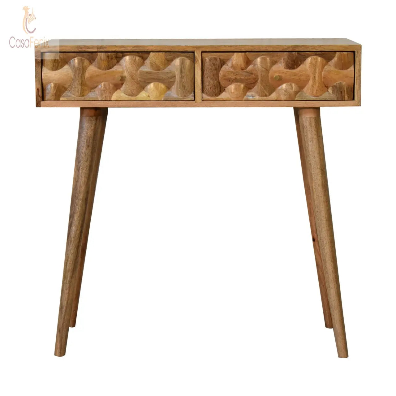 Kita Console Table 2 Drawer Small Writing Table Solid Mango Wood - CasaFenix