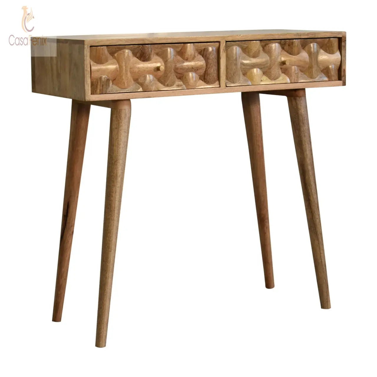 Kita Console Table 2 Drawer Small Writing Table Solid Mango Wood - CasaFenix