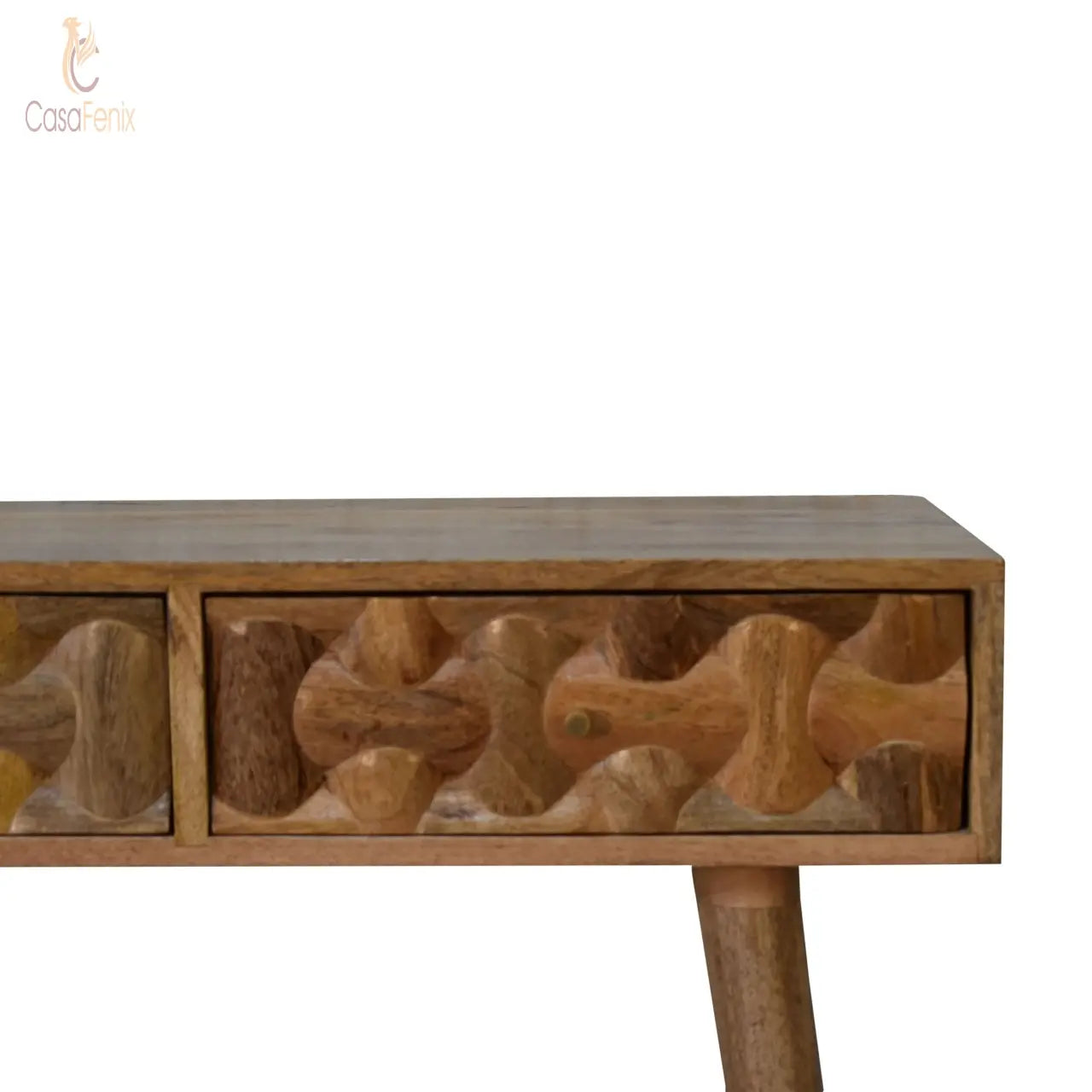 Kita Console Table 2 Drawer Small Writing Table Solid Mango Wood - CasaFenix