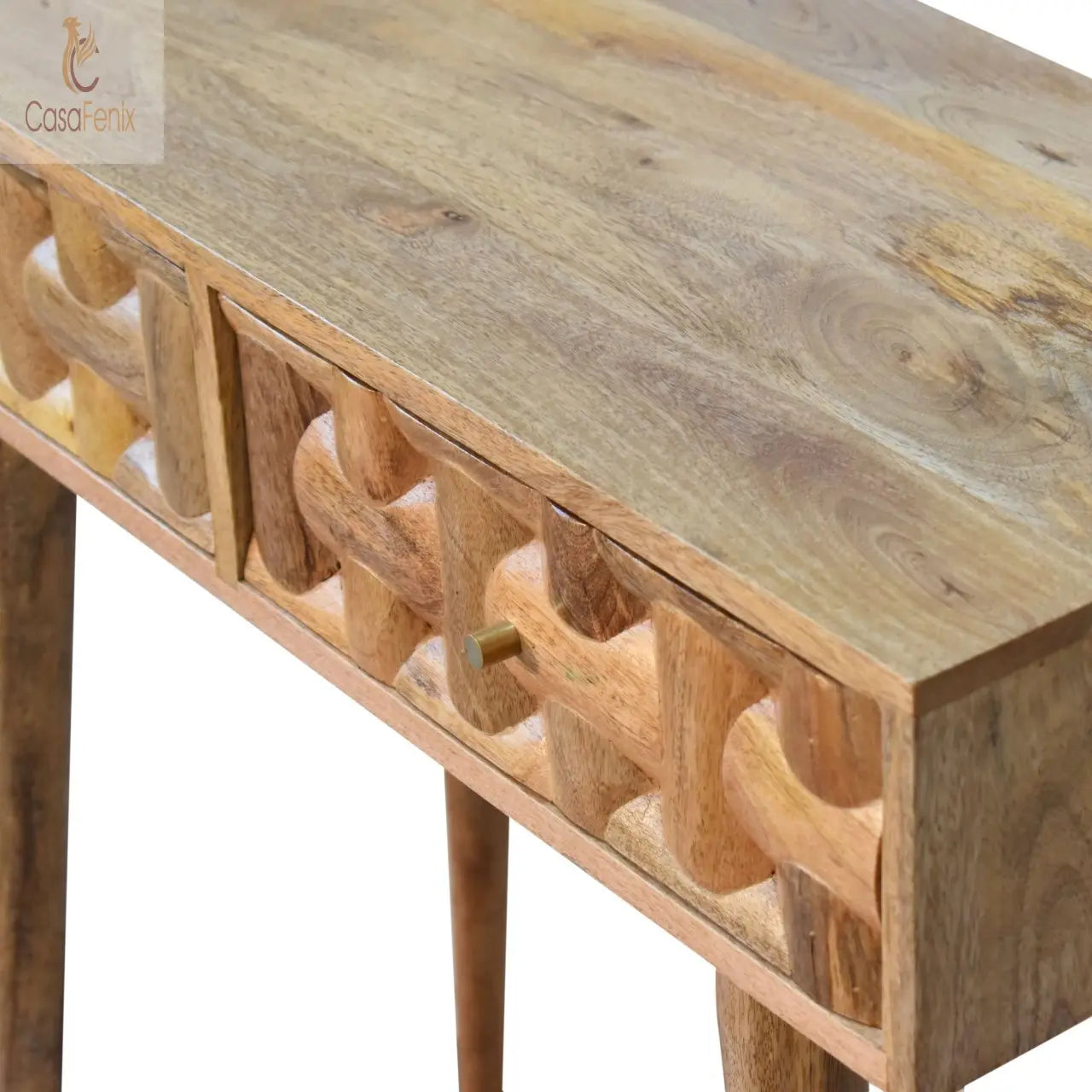 Kita Console Table 2 Drawer Small Writing Table Solid Mango Wood - CasaFenix