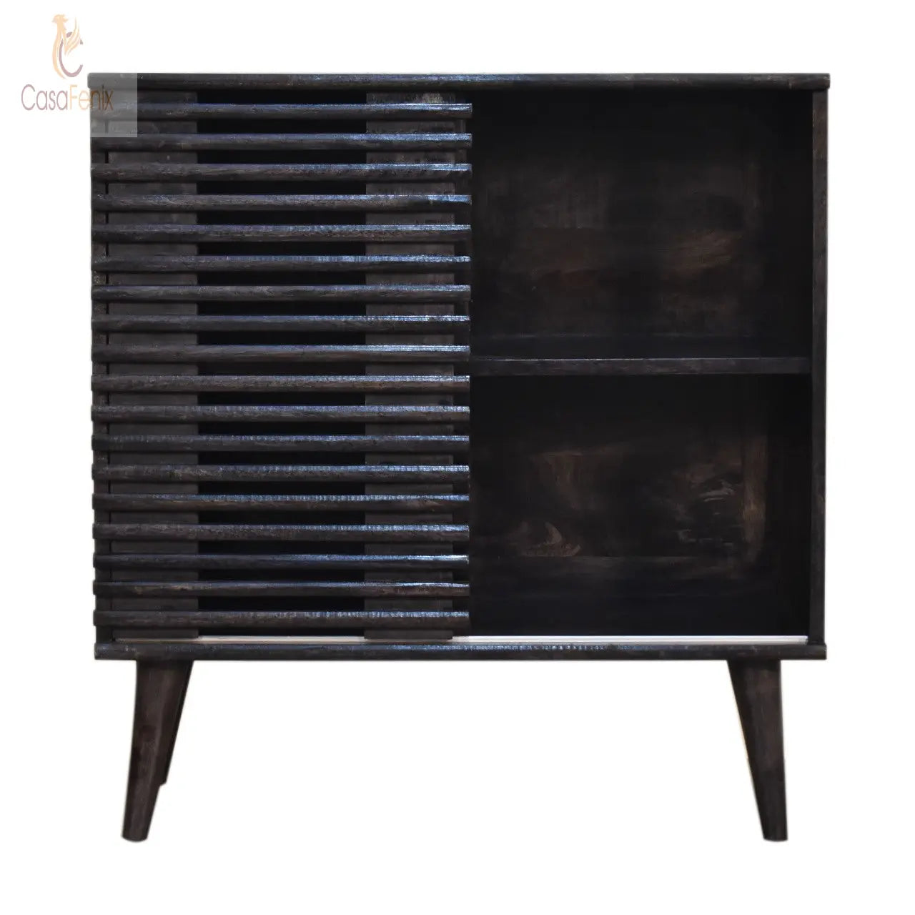 Kobe Cabinet Black Ash Finish over Solid Mango Wood Nordic Style - CasaFenix