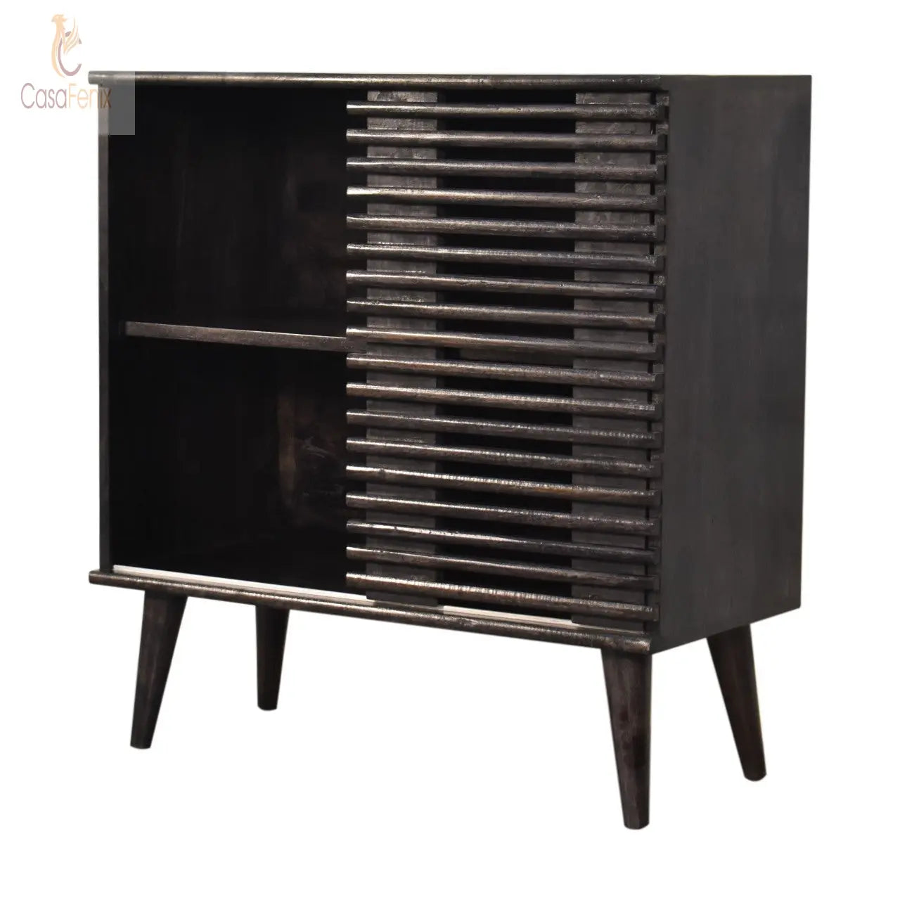 Kobe Cabinet Black Ash Finish over Solid Mango Wood Nordic Style - CasaFenix