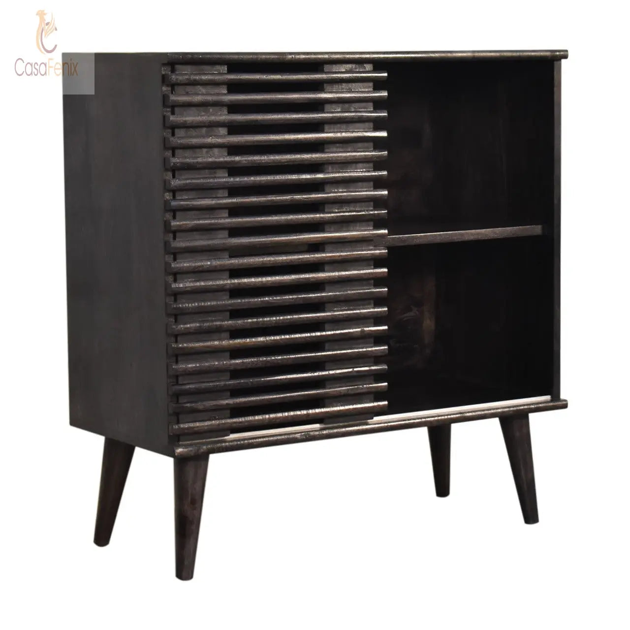 Kobe Cabinet Black Ash Finish over Solid Mango Wood Nordic Style - CasaFenix