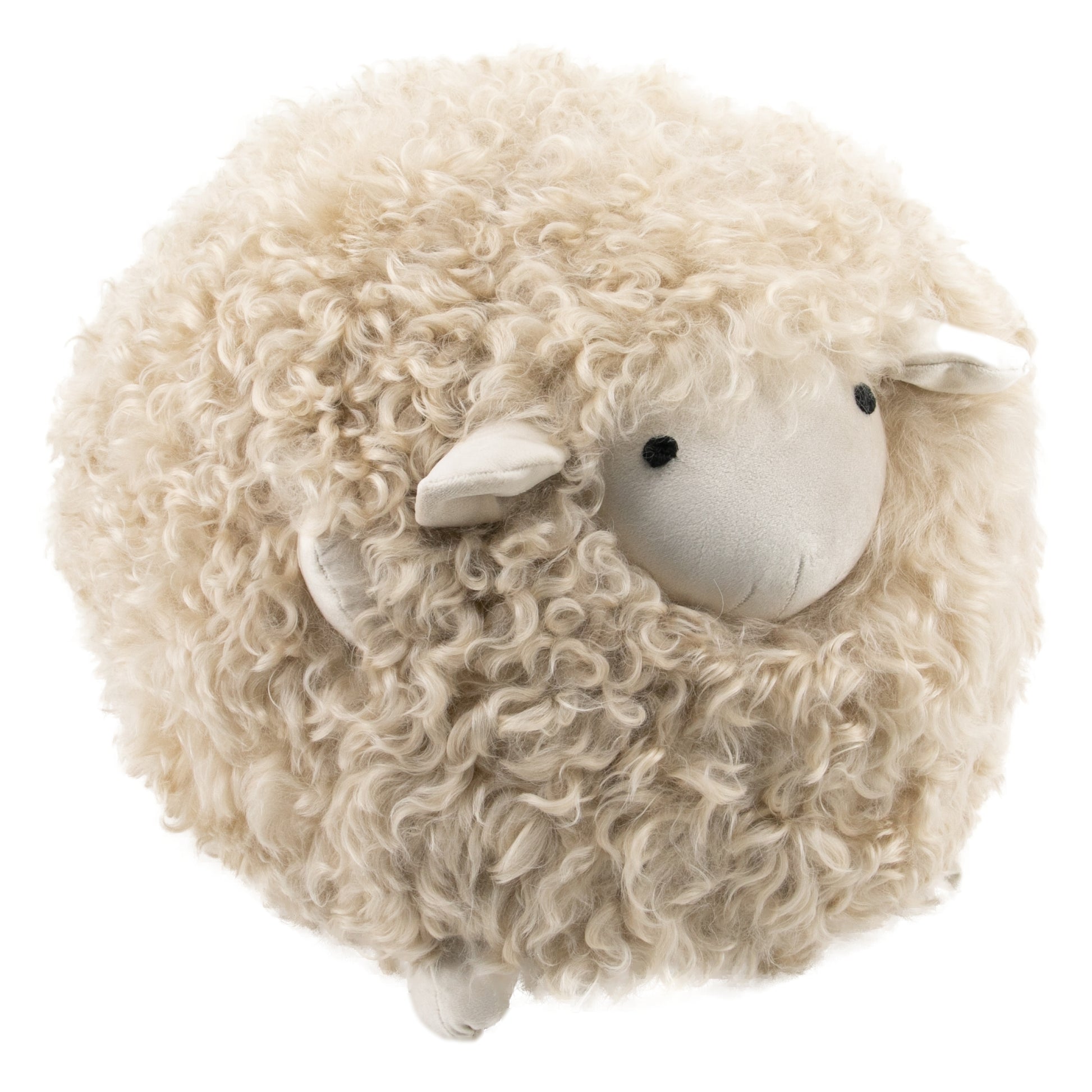 Shearling Lamby Ball Natural White Children's Stool 35cm - CasaFenix