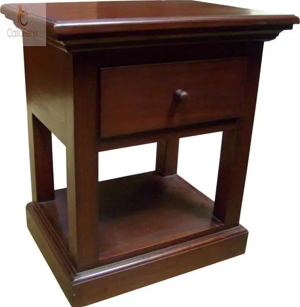 Solid mahogany 1 Drawer Side / Lamp Table - CasaFenix