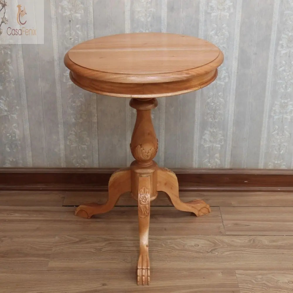 Round Top Solid Mahogany Round Wine Side / Lamp Table - CasaFenix