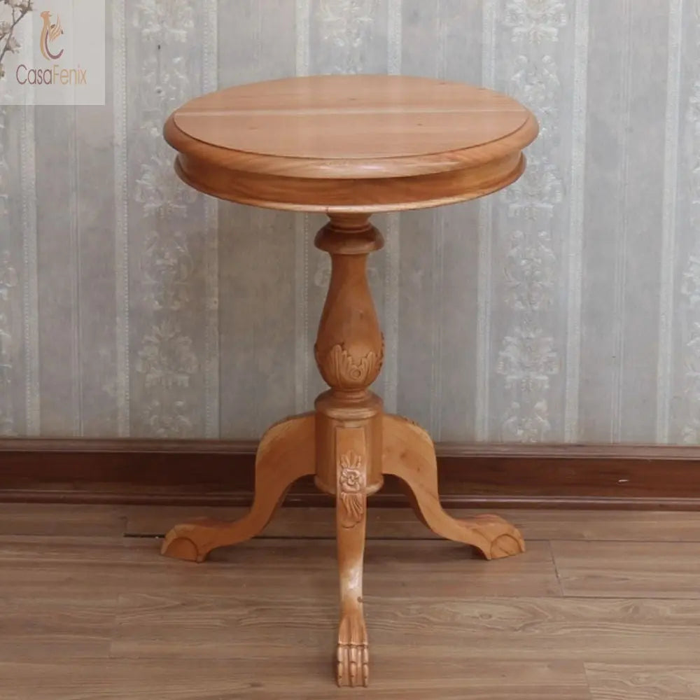 Round Top Solid Mahogany Round Wine Side / Lamp Table - CasaFenix