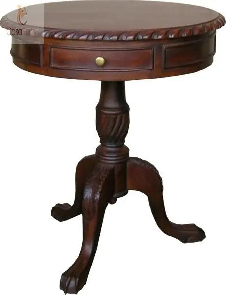 Solid mahogany 2 Drawer Drum Side / Lamp Table - CasaFenix