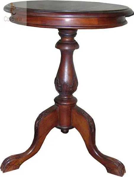 Round Top Solid Mahogany Round Wine Side / Lamp Table - CasaFenix