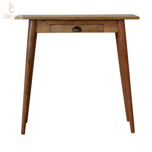 Mini Nordic Style Writing / Laptop  Desk Oak finish over Solid Mango Wood - CasaFenix