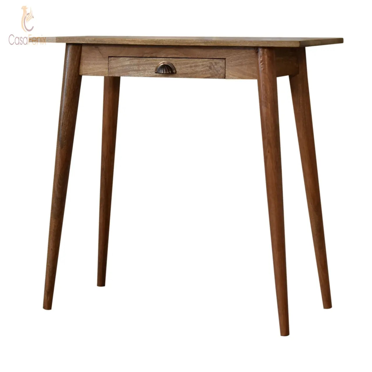 Mini Nordic Style Writing / Laptop  Desk Oak finish over Solid Mango Wood - CasaFenix