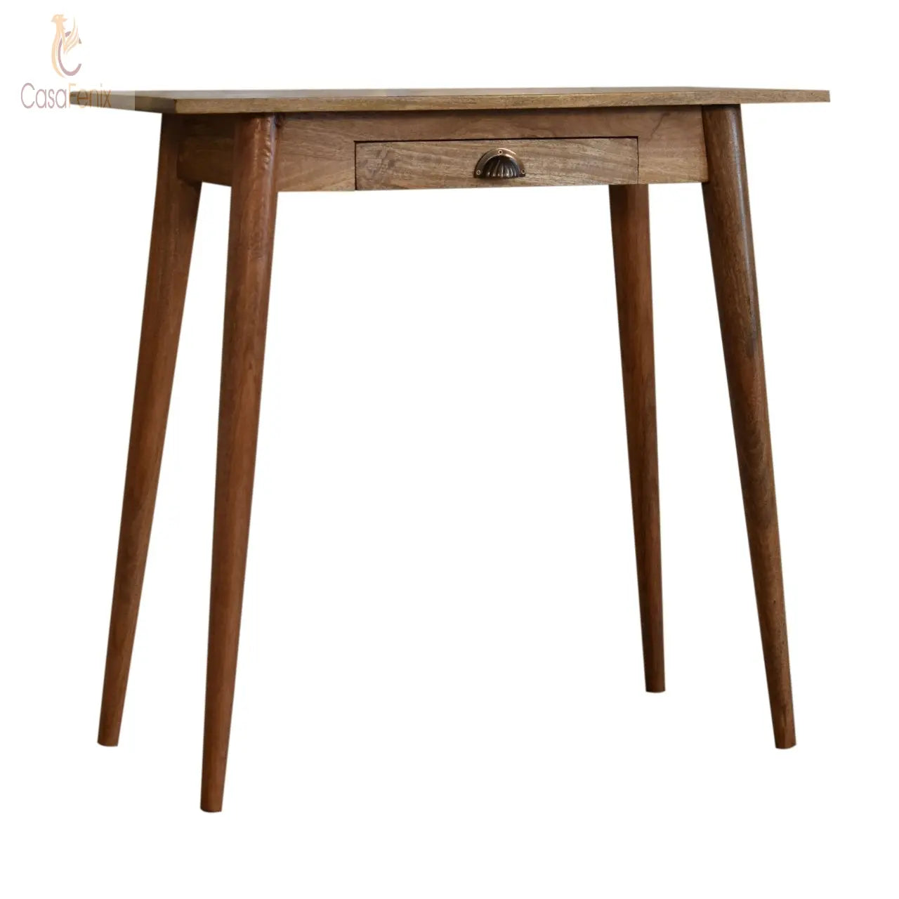 Mini Nordic Style Writing / Laptop  Desk Oak finish over Solid Mango Wood - CasaFenix