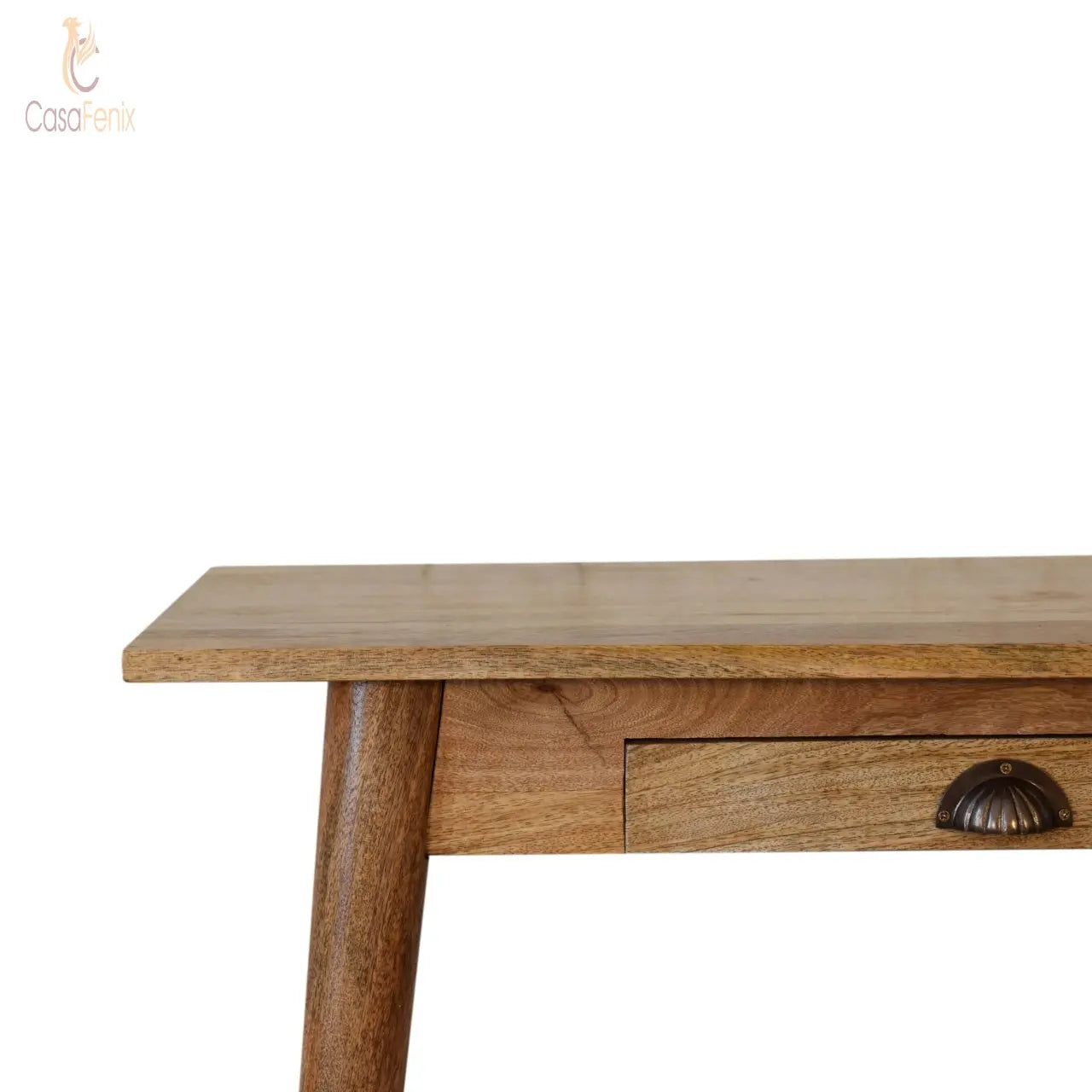 Mini Nordic Style Writing / Laptop  Desk Oak finish over Solid Mango Wood - CasaFenix