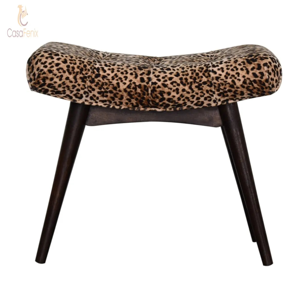 Leopard Print Curved Bench Nordic Style - CasaFenix