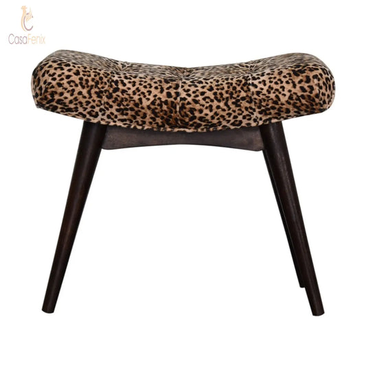 Leopard Print Curved Bench Nordic Style - CasaFenix