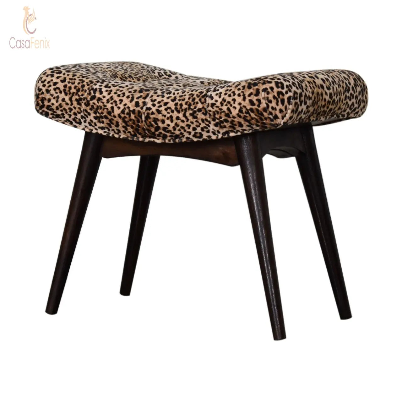 Leopard Print Curved Bench Nordic Style - CasaFenix