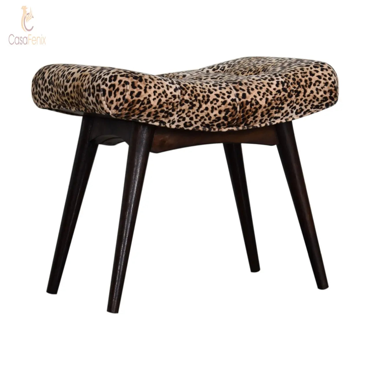 Leopard Print Curved Bench Nordic Style - CasaFenix