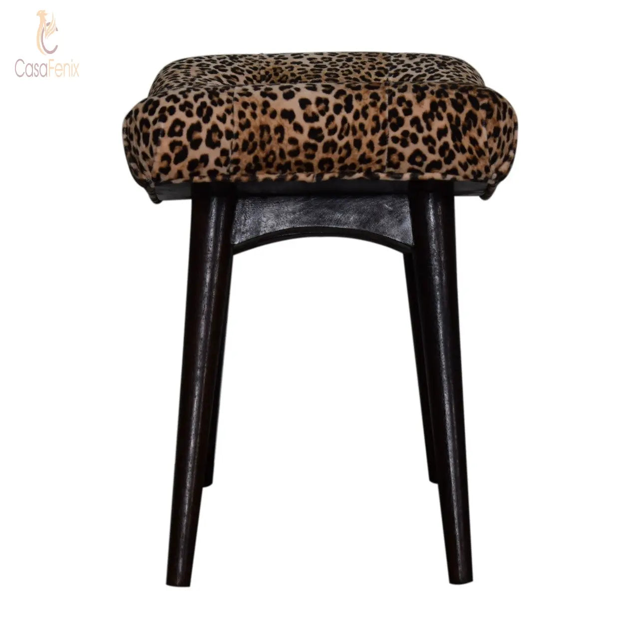 Leopard Print Curved Bench Nordic Style - CasaFenix