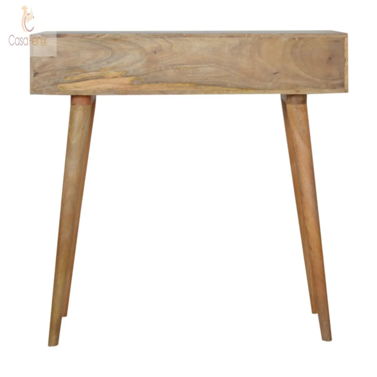 Line Carving Console Table 100% solid mango wood in an oak-ish finish - CasaFenix