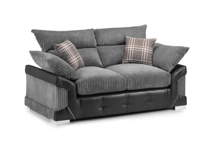 Logan Fabric Sofa in Black & Grey. Available in 1, 2, 3 Seat, a corner sofa, Footstool & Swivel Chair Sofa CasaFenix