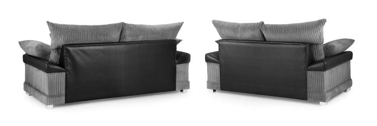 Logan Fabric Sofa in Black & Grey. Available in 1, 2, 3 Seat, a corner sofa, Footstool & Swivel Chair Sofa CasaFenix