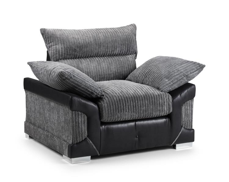 Logan Fabric Sofa in Black & Grey. Available in 1, 2, 3 Seat, a corner sofa, Footstool & Swivel Chair Sofa CasaFenix