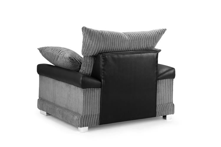 Logan Fabric Sofa in Black & Grey. Available in 1, 2, 3 Seat, a corner sofa, Footstool & Swivel Chair Sofa CasaFenix