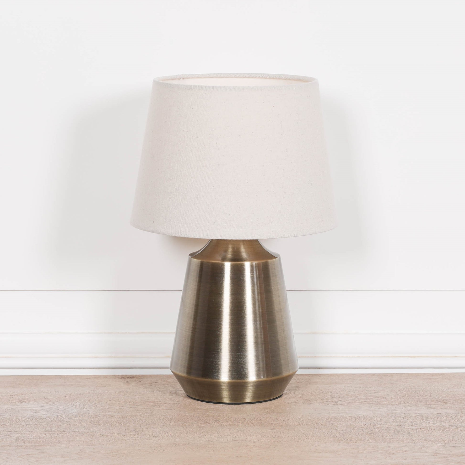 Satin Brass Metal 35cm Bedside Table Lamp with Shade Side Table CasaFenix